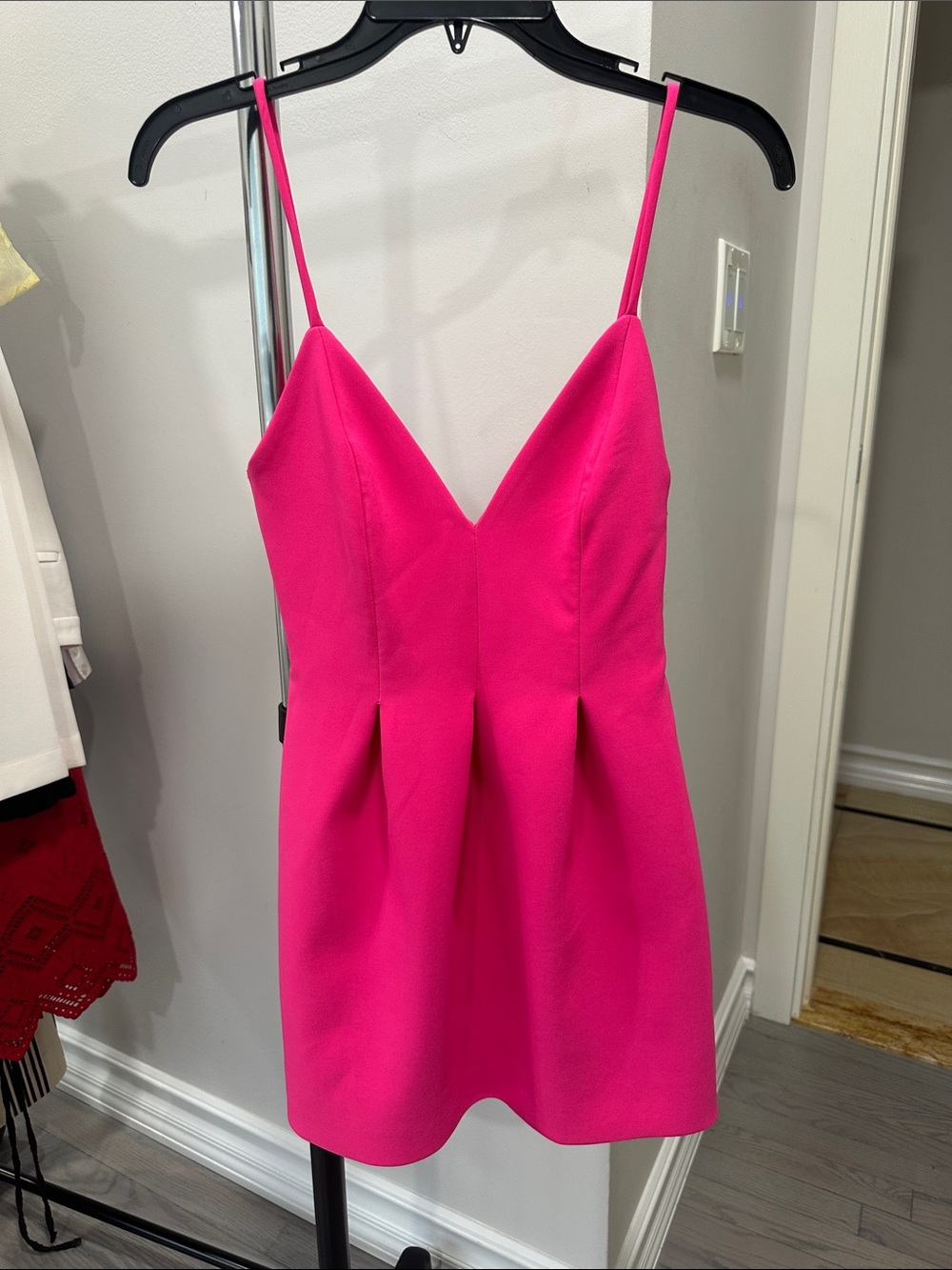 Zara Bright Hot Pink Spaghetti Strap V-Neck Camisole Dress